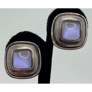 2001 Steve Vaubel Sterling Silver Glass Clip On Earrings